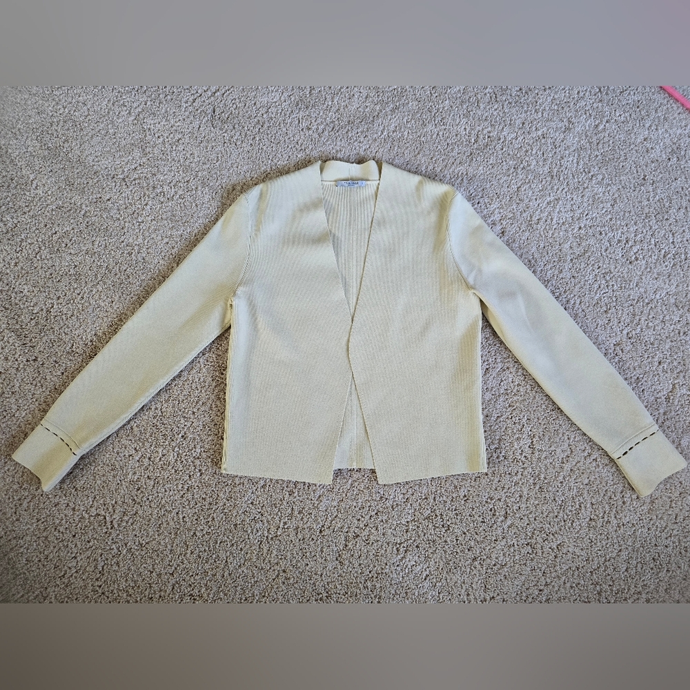 MM Lafleur Cardigan Woolf Blazer Womens Size Small Cream Open Front Jardigan - Picture 3 of 13